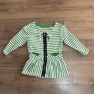 Moth Green and White Striped Top